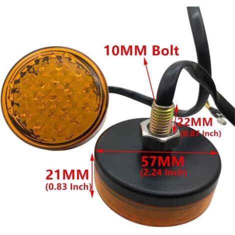Lot De 2 Mini Réflecteurs LED 24 Ampoules Ambre Jaune Clignotants - Feux Position Et Freinage Universels Moto Voiture