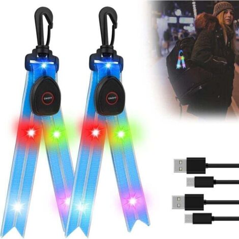 Lot De 2 Réflecteurs LED Rechargeables USB Vegena – 30 Cm, 3 Modes, IP65, Pour Enfants, Vélo, Jogging, Cartable