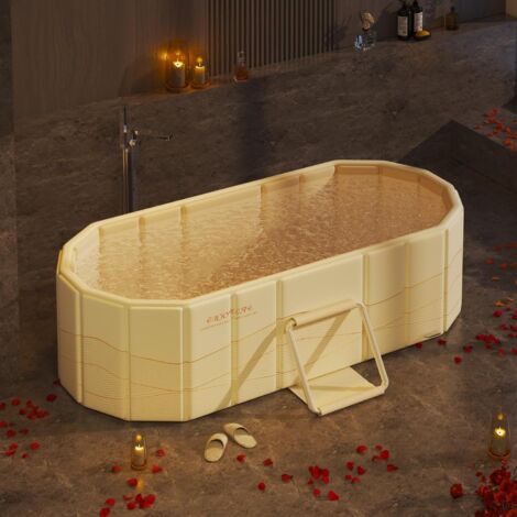 Baignoire portable isolée de 119 cm pour sportifs, baignoire à eau froide, sans gonflage, compatible avec la douche, pour l'intérieur et l'extérieur. (1/5)