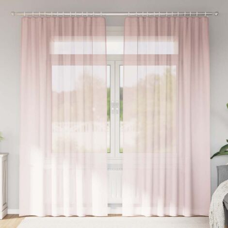Voilage avec passe-tringles - Lot de 2 pièces - Rose clair - 140x250 cm - Tissu diaphane et lumineux - Décoration fenêtre moderne (1/4)