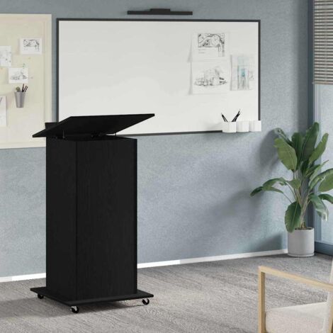 Podium de Rangement Moderne avec Roulettes Chêne Noir 55x55x107 cm Bois d'Ingénierie - Étagères et Tiroirs - Capacité 60kg (1/4)