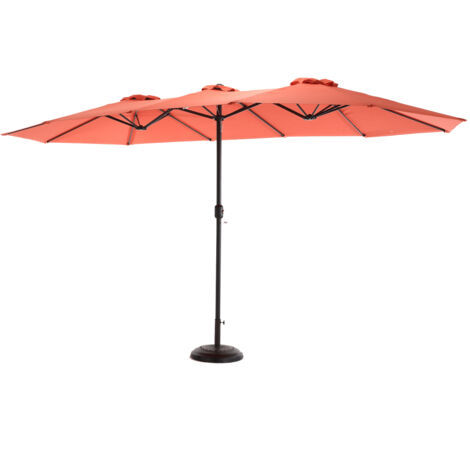 Parasol Rectangulaire Extérieur Double Face 14.8 Pieds avec Manivelle - Acier, Orange, 12 Baleines, Grand Format Jardin/Piscine (1/5)