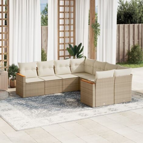 [Ensemble de Jardin] Salon Modulaire 8 Places en Résine Tressée Beige avec Coussins et Espace de Rangement - Canapés d'Extérieur Design pour Terrasse (1/3)