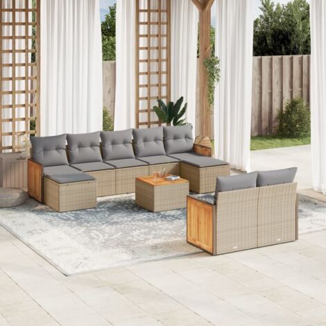 Ensemble Salon de Jardin 9 Pièces - Canapés en Résine Tressée Gris avec Coussins, Confort Max et Modulable (1/5)