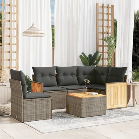 Ensemble Salon Jardin 5 Pièces Noir Résine Tressée avec Coussins Crème - Canapés Modulaires Extérieur pour Terrasse (1/5)