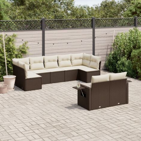 [Ensemble Salon de Jardin Modulaire] + [Coussins 9pcs] + [Résine Tressée Marron avec Sac de Rangement et Table d'Appoint] + [Modulable Grande Capacité] (1/3)