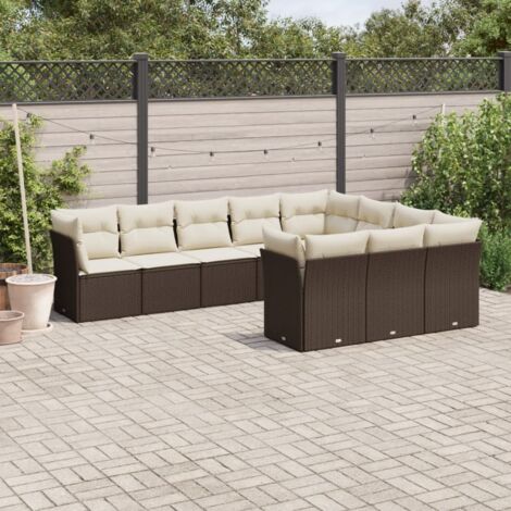 [Canapé de jardin modulaire] [Linge le rêve] [SLZ-6780] avec rangement résine tressée 10 pièces marron beige (1/3)