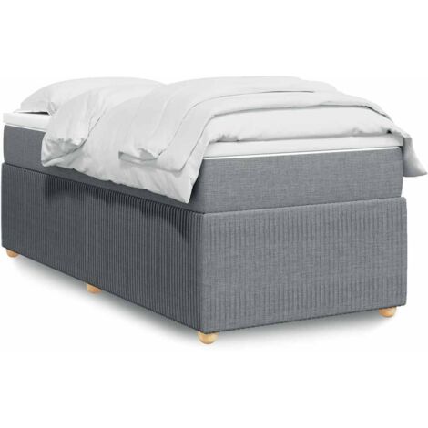 Lit à lattes avec sommier, matelas à ressorts ensachés et surmatelas gris clair 90x200 cm - Ensemble complet literie confort maximal (1/5)