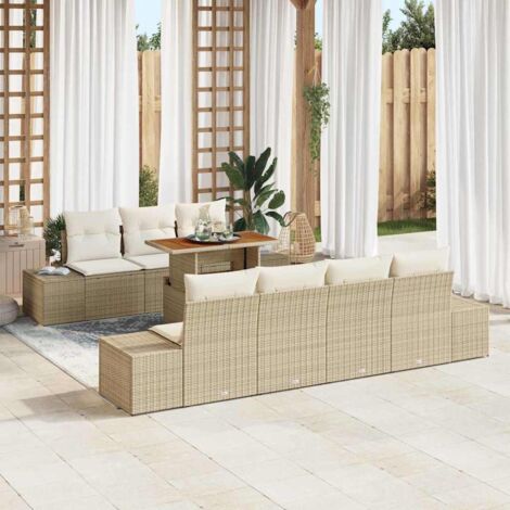 Ensemble Jardin Modulaire 8 Pièces en Polyrotin Beige avec Rangement et Table (1/5)
