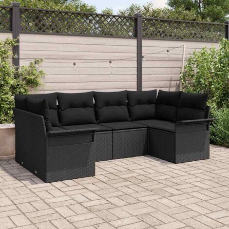 [Ensemble de Jardin 11 Pièces] [Résine Tressée Noire] [Table 275 cm + 10 Chaises Pliantes avec Coussins Crème] (1/5)
