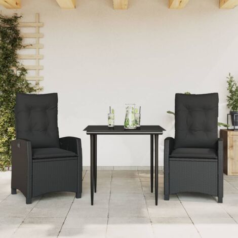 Ensemble de Jardin Canapé Modulaire 6 Places avec Coussins Noir Polyrotin (1/5)
