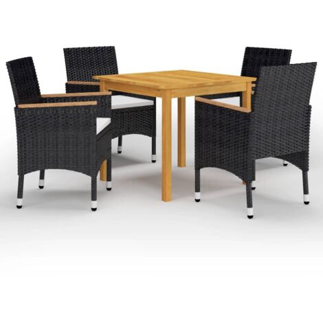 Ensemble Salon Jardin Modulaire 14 Places Noir Résine Tressée avec Coussins et Table Acacia, Stockage Intégré, Modèle Modulable (1/5)