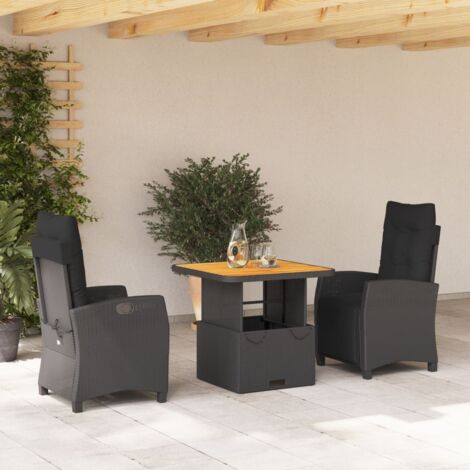Salon de Jardin Modulaire 9 Pièces Noir en Polyrotin avec Coussins et Rangement (1/5)