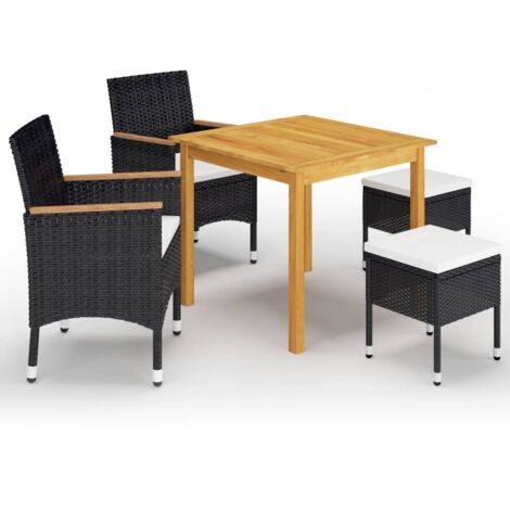Ensemble Salon de Jardin 9 Pièces Noir en Polyrotin Tressé Main avec Coussins Anti-intempéries pour Terrasse et Patio (1/5)