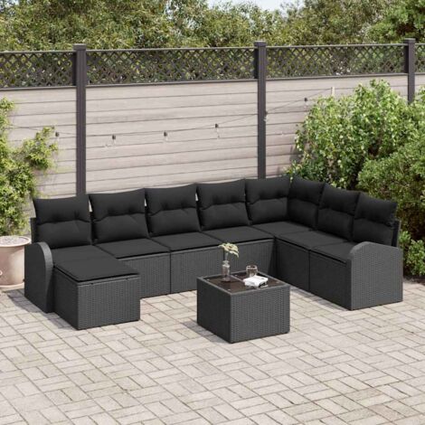 Ensemble Jardin 3 Pièces avec Table Verre Trempé et Chaises Inclinables Noir Résine Tressée Résistante aux Intempéries ManoMobilier (1/5)
