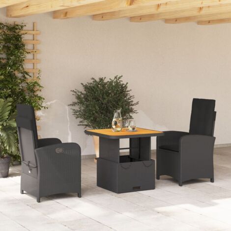 Ensemble Salon Jardin 9 Pièces Polyrotin Noir - Canapé Modulable et Table en Acacia avec Coussins Lavables (1/5)