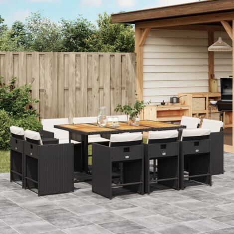 Ensemble Jardin Polyrotin 9 Pièces Modèle Pano Canapé d'Angle Noir avec Table Réglable (1/5)