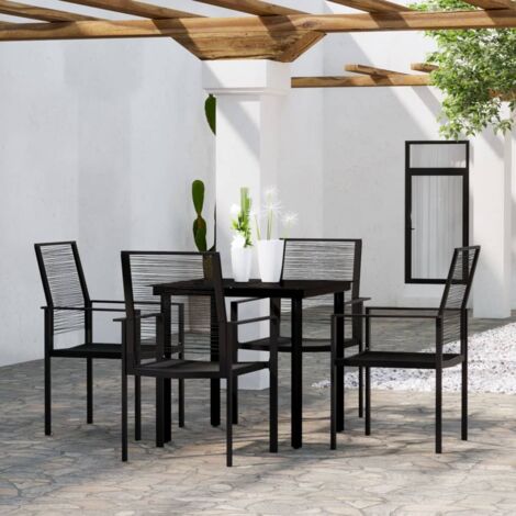 Ensemble à Manger Jardin 11 Pièces Noir Résine Tressée - Table + 6 Chaises + 4 Tabourets + Coussins (1/5)