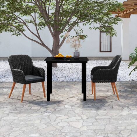 Canapé d'Angle Modulaire 9 Pièces Noir Polyrotin Avec Coussins et Table Verre, Jardin Terrasse (1/5)