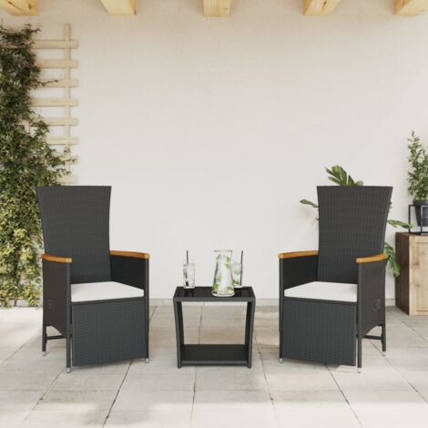 Ensemble de salon de jardin en polyrotin noir 8 places avec coussins et rangements modulaires (1/5)