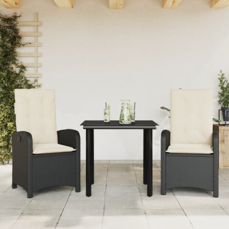 Ensemble Canapé Jardin 6 Places Modulaire en Polyrotin Noir avec Coussins et Table (1/5)