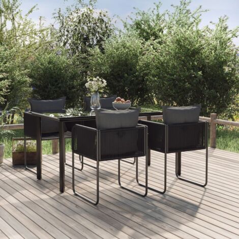 Ensemble Salon de Jardin 8 Places en Polyrotin Noir Modulaire avec Table à Hauteur Réglable et Coussins (1/5)