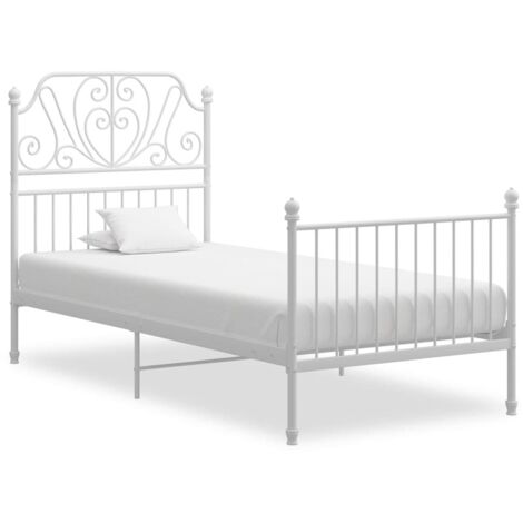 Cadre de lit métal 100x200 blanc (1/4)