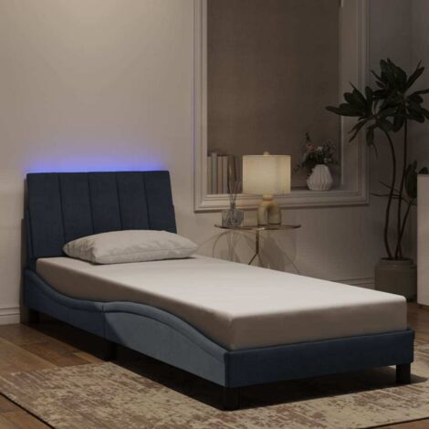 Cadre de lit LED Hanko gris foncé velours 90x200 cm (1/4)