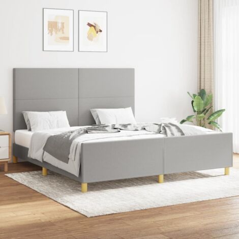 Cadre de Lit 160x200 cm Gris Clair avec Tête de Lit Réglable - Tissu Durable (1/4)
