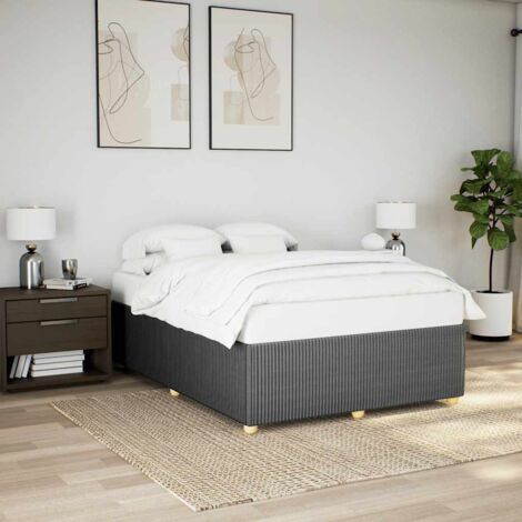 Cadre de lit 160x200 cm tissu gris foncé avec lattes de support et pieds stables (1/4)