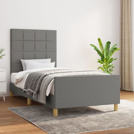 Cadre de Lit avec Tête de Lit Gris foncé 90x190 cm (Mousse/Polyester, Contreplaqué) (1/4)