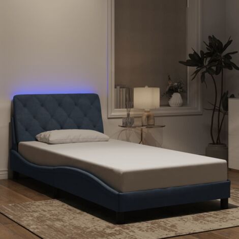 Cadre de lit LED gris foncé 100x200cm en velours - sans matelas (1/4)
