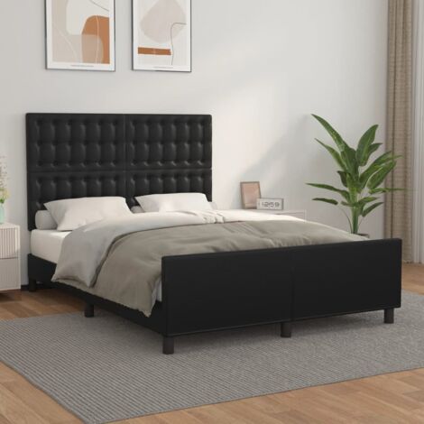 Cadre de lit 140x190 cm similicuir Noir avec tête de lit réglable (1/4)