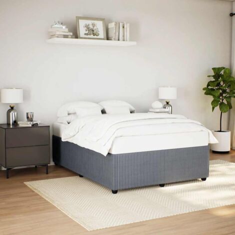 Cadre de Lit en Velours Gris Foncé Sans Matelas 160x200 cm avec Latte et Pieds en Bois (1/4)