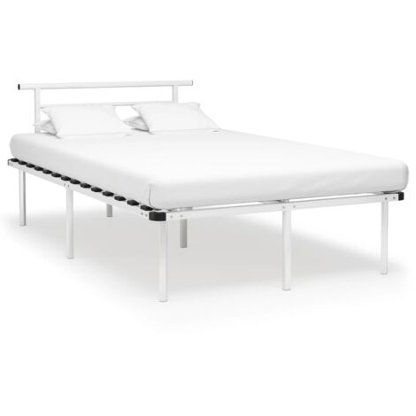 Cadre de Lit Métal Blanc 120x200 cm - Structure Solide sans Matelas - Élégant & Classique (1/4)