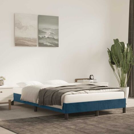 Cadre de lit velours bleu foncé 120x200 cm (1/4)