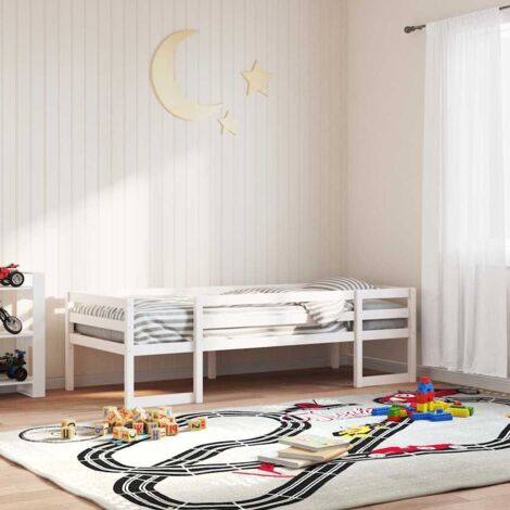 Cadre de Lit Enfant Pin Massif Blanc 75x190 cm Sécurité 4 côtés (1/4)