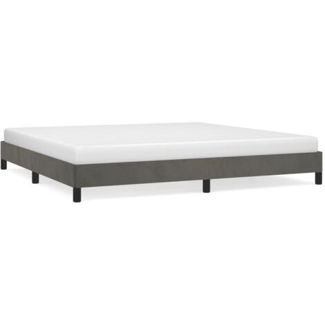 Cadre de Lit Velours Gris 200x200 cm - Sans Matelas - Contreplaqué et Bois d'Ingénierie - Montage Facile - Pieds Robustes (1/4)