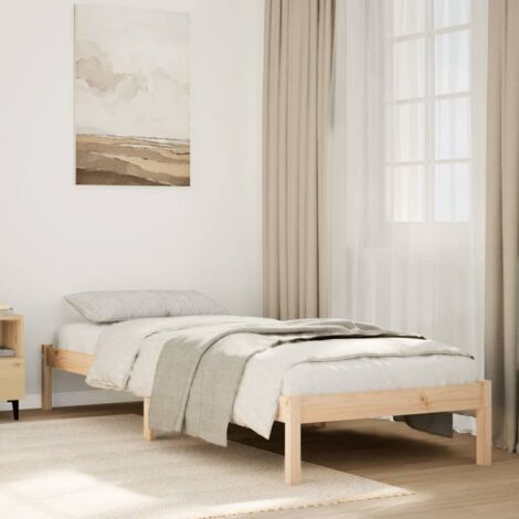 Cadre de Lit Bois Massif Pin, Extra Long 90x210 cm, Sans Matelas, Éléments Lattes et Pieds Robustes pour un Soutien Optimal, Dimensions 215.5x95.5x31 cm (1/4)