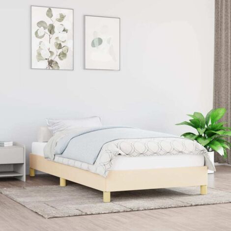 Cadre de Lit avec Soutien Tissu Crème 90x200 cm - [Modèle Crème] - Cadre de Lit Tissu (1/4)