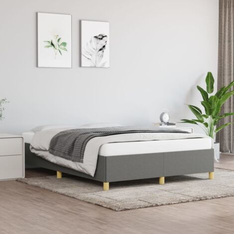 Cadre de lit en tissu polyester, dimension 140x200 cm, sans matelas, gris foncé (1/4)
