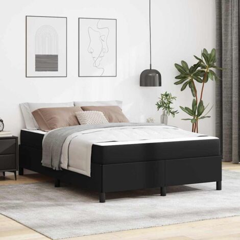 Cadre de lit avec matelas King Noir 160x200 cm tissu et bois d'ingénierie (1/4)