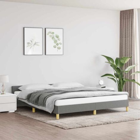 Cadre de lit Double en tissu polyester gris foncé 180x200 cm avec tête de lit intégrée - Structure stable et lattes de contreplaqué pour une meilleure répartition du poids (matelas non inclus) (1/4)