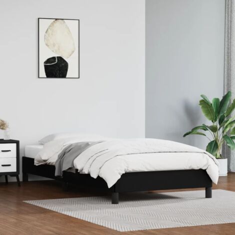 Cadre de Lit 100x200 cm Noir Similicuir Support Lattes Contreplaqué Stabilité et Luxe (1/4)