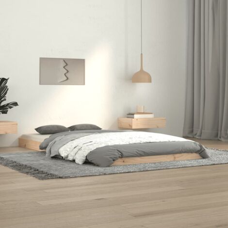 Cadre de lit bois pin massif sans matelas 100x200 cm - Design moderne et stable pour petite chambre, adulte ou enfant (1/4)
