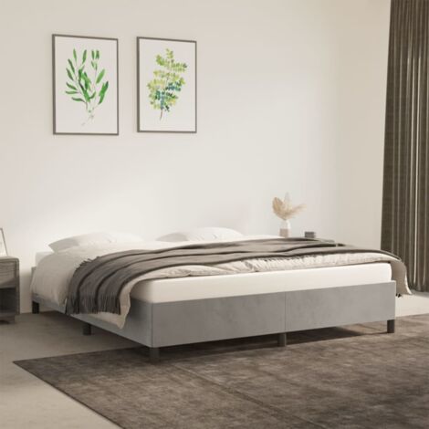 Cadre de Lit - Velours Gris Clair - 180x200 cm (1/4)