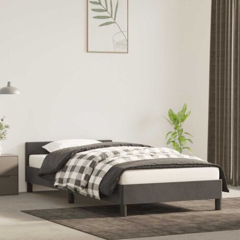 Cadre de Lit Moderne Tête de Lit Velours Gris foncé 100x200 cm 207x103x50 cm (1/4)