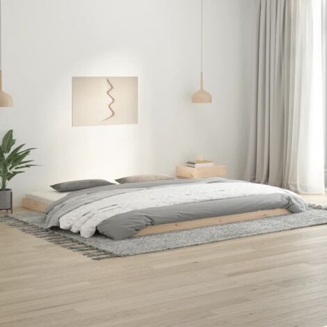 Cadre de Lit Pin Massif 200x200 cm - Kit Lit + Lattes Contreplaqué [203.5 x 204 x 9 cm] (1/4)