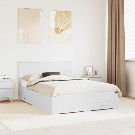Cadre de lit avec rangement Blanc Bois d'ingénierie 140x200 cm design moderne et durable (1/4)