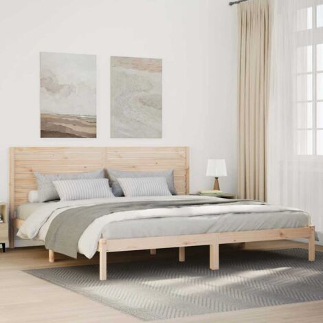 Cadre de Lit 180x210 cm - Bois de Pin Massif - Support Lattes - Design Rustique et Durable - Pour Matelas Extra Long (1/4)